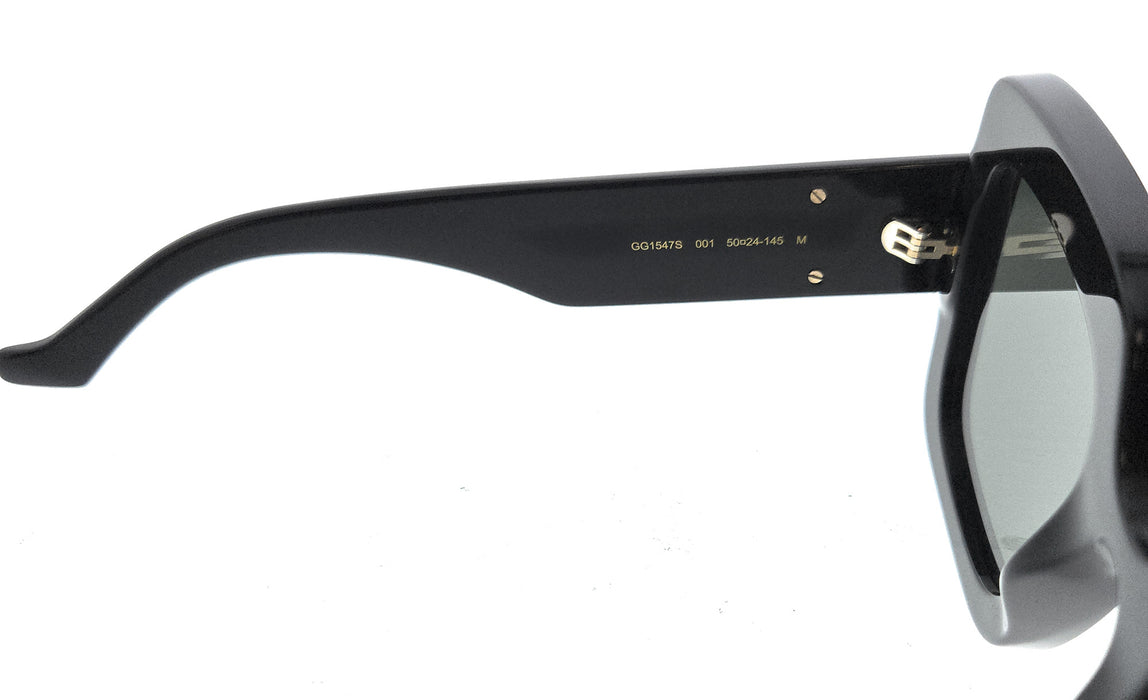 Gucci GG1547S-001 Black Grey Square Sunglasses