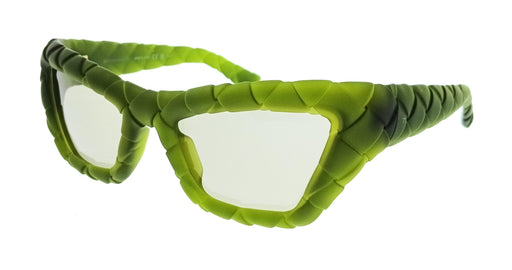 Bottega Veneta BV1438S-003 Woven Green Cat Eye Womens Sunglasses