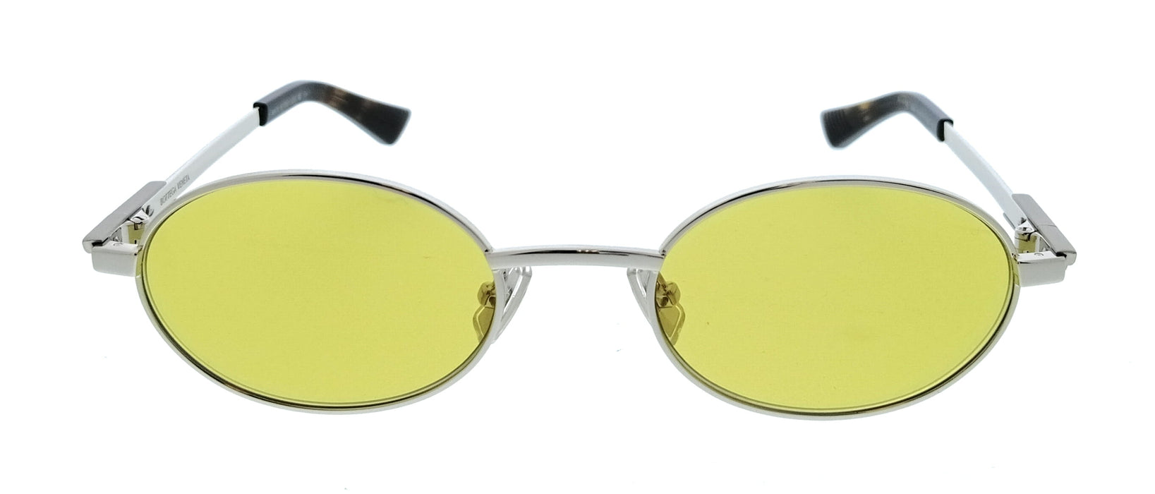 Bottega Veneta BV1470S-003 Silver Oval Slim Metal Unisex Sunglasses