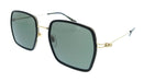 Gucci GG1848S-001 Gold Square Black Slim Metal Womens Sunglasses
