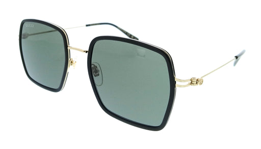 Gucci GG1848S-001 Gold Square Black Slim Metal Womens Sunglasses