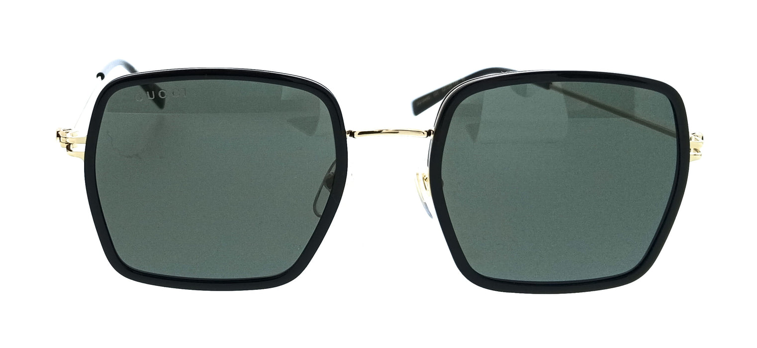Gucci GG1848S-001 Gold Square Black Slim Metal Womens Sunglasses