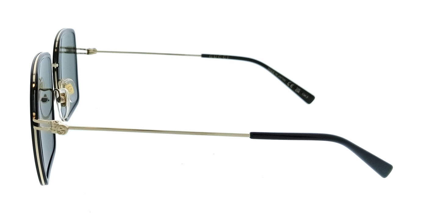 Gucci GG1848S-001 Gold Square Black Slim Metal Womens Sunglasses