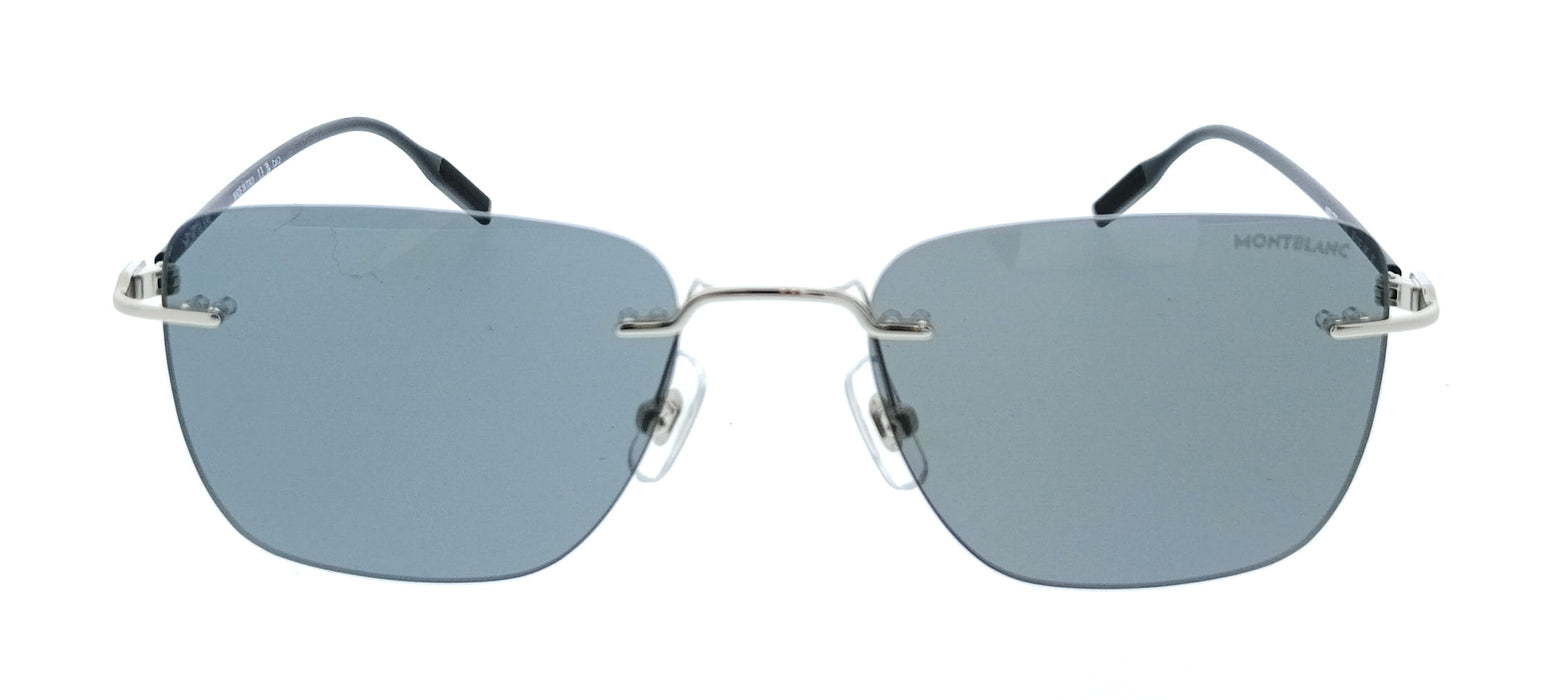 Montblanc MB0470S-002 Silver Rimless Square Mens Sunglasses
