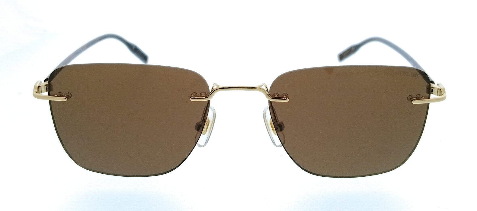 Montblanc MB0470S-003 Gold Brown Rimless Mens Sunglasses