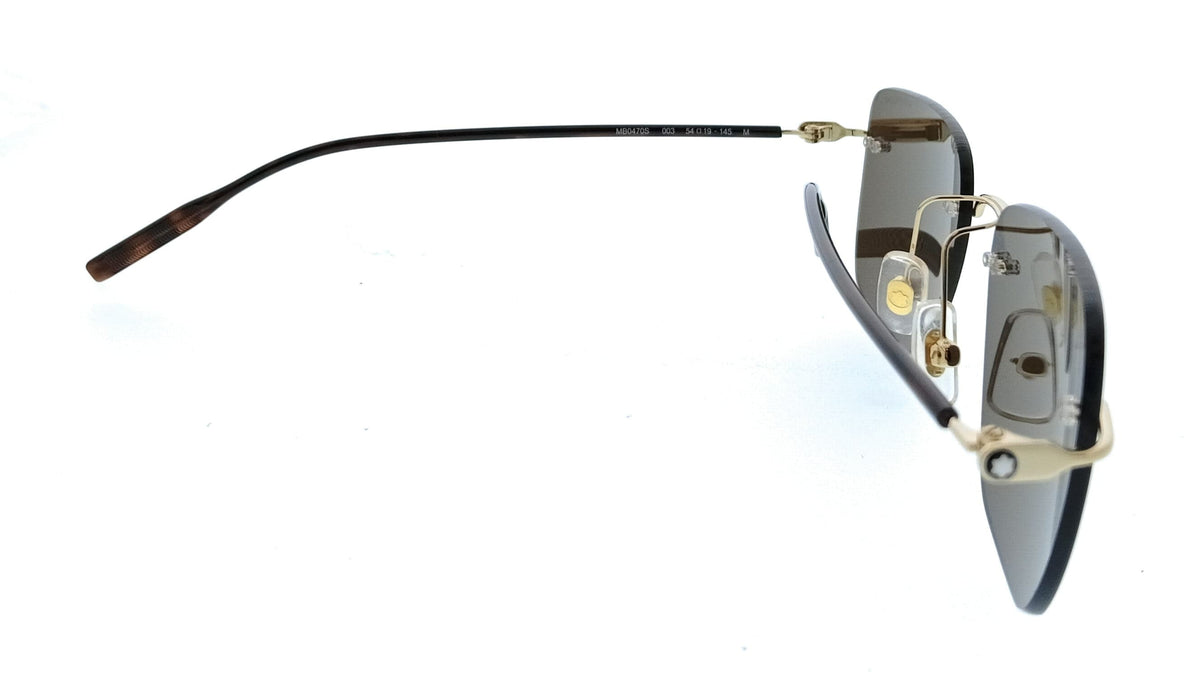 Montblanc MB0470S-003 Gold Brown Rimless Mens Sunglasses