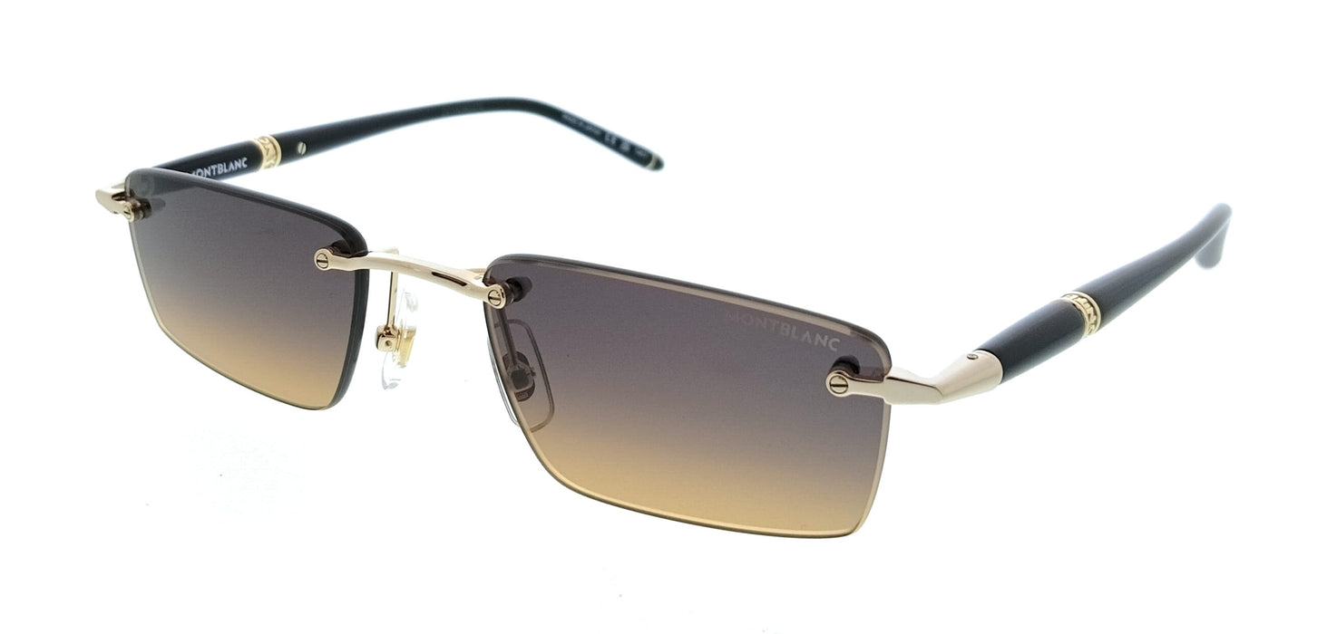 Montblanc MB0484S-002 Gold Orange Rimless Mens Sunglasses