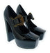 Versace Jeans Couture Women's Black Patent Platform Mary Jane Pumps-EU40