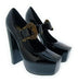 Versace Jeans Couture Women's Black Patent Platform Mary Jane Pumps-