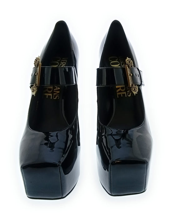 Versace Jeans Couture Women's Black Patent Platform Mary Jane Pumps-