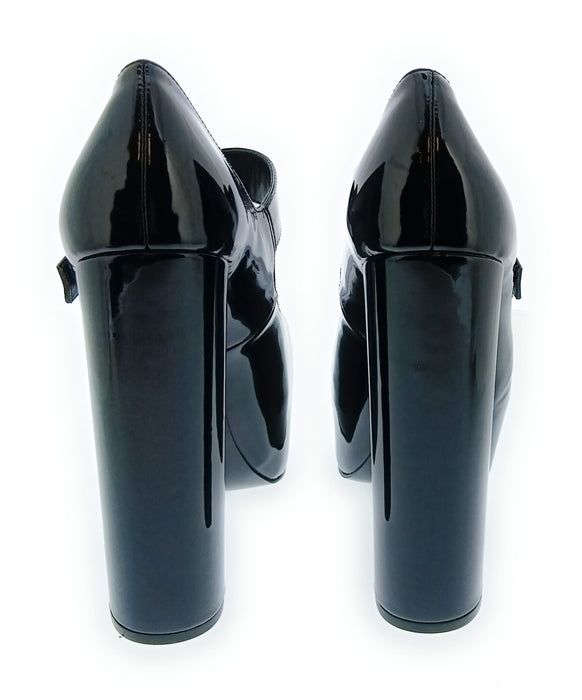 Versace Jeans Couture Women's Black Patent Platform Mary Jane Pumps-