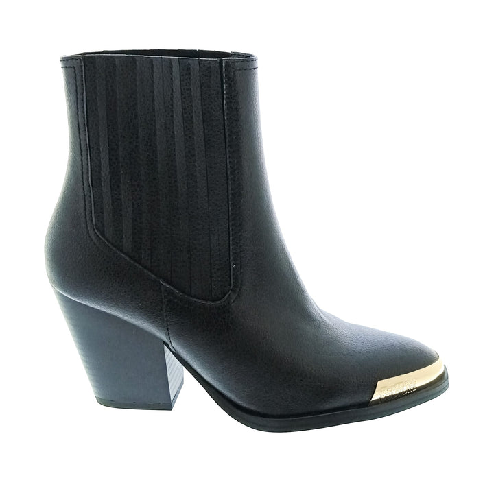 Versace Jeans Couture Women's Black Western Ankle Boots with Gold Toe-