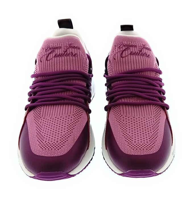 Versace Jeans Couture Women's Pink Knit Lace-Up Sneakers-