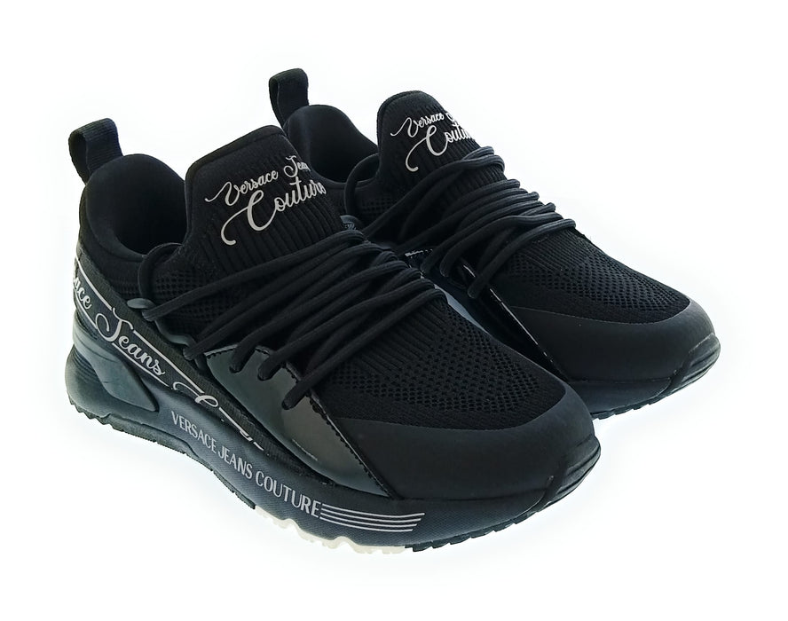 Versace Jeans Couture Women's Black  Knit Lace-Up Sneakers-EU41
