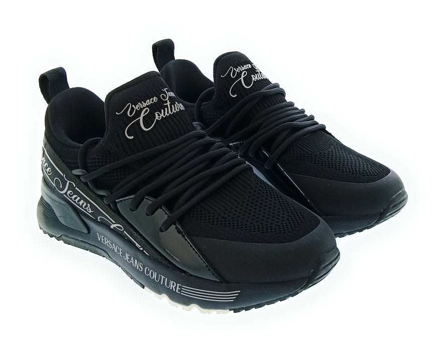 Versace Jeans Couture Women's Black  Knit Lace-Up Sneakers-EU37