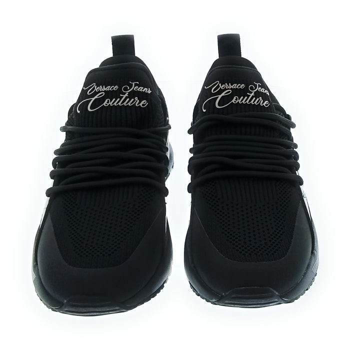 Versace Jeans Couture Women's Black  Knit Lace-Up Sneakers-