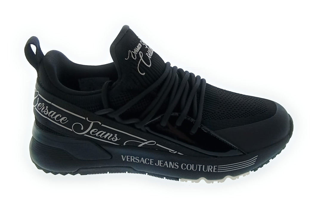Versace Jeans Couture Women's Black  Knit Lace-Up Sneakers-