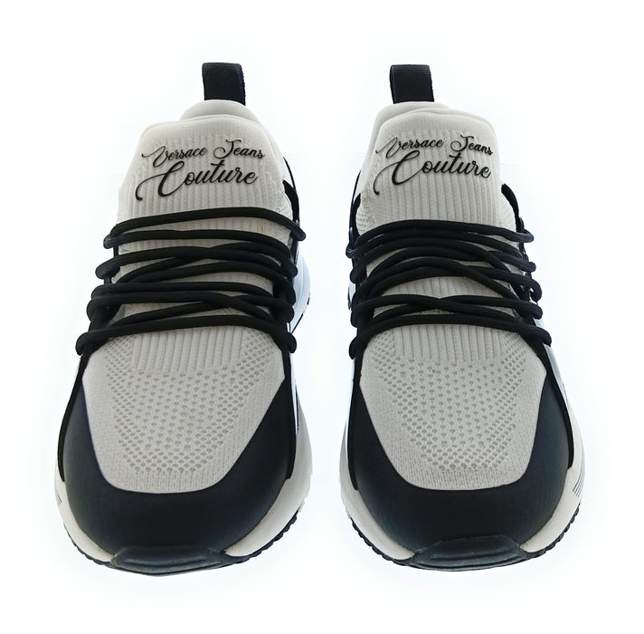 Versace Jeans Couture Women's White Black  Knit Lace-Up Sneakers-