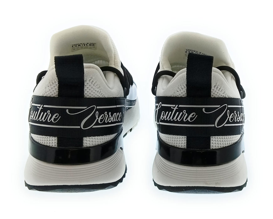 Versace Jeans Couture Women's White Black  Knit Lace-Up Sneakers-