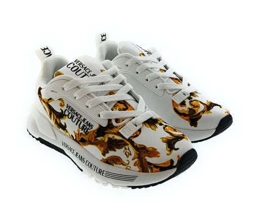 Versace Jeans Couture Women's White Baroque Print Lace-Up Sneakers-