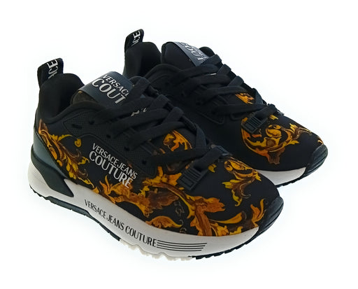 Versace Jeans Couture Women's Black Baroque Print Lace-Up Sneakers-
