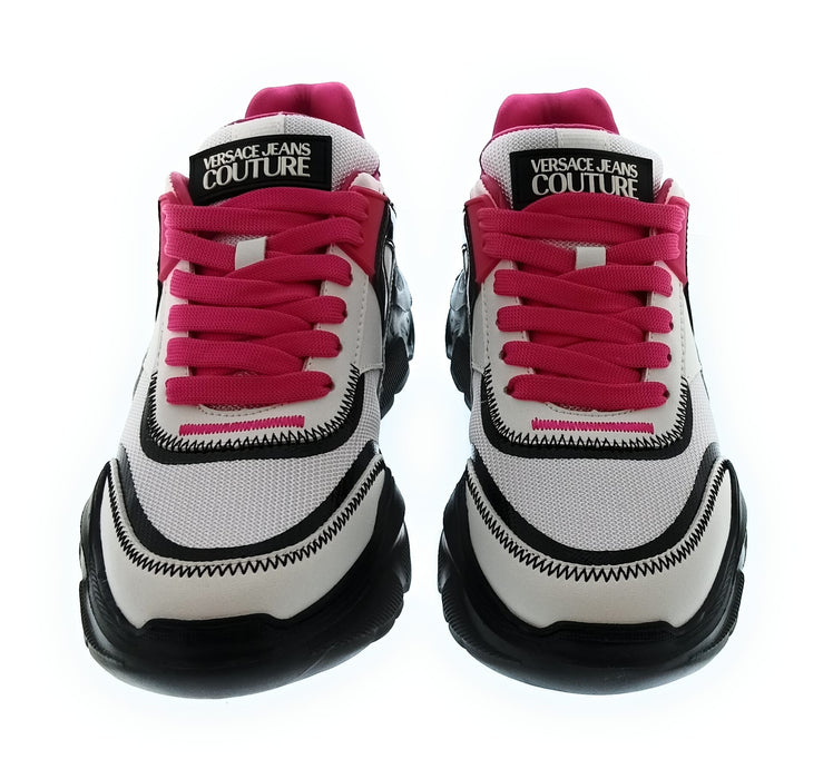 Versace Jeans Couture Women's White Pink and Black Chunky Lace-Up Sneakers-