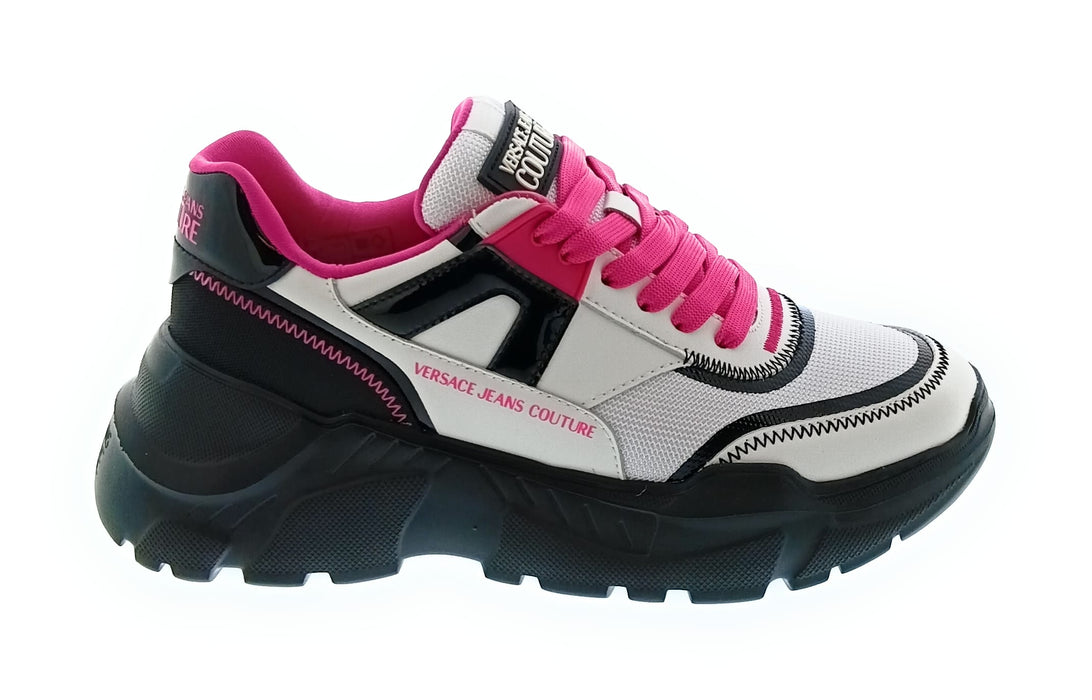 Versace Jeans Couture Women's White Pink and Black Chunky Lace-Up Sneakers-