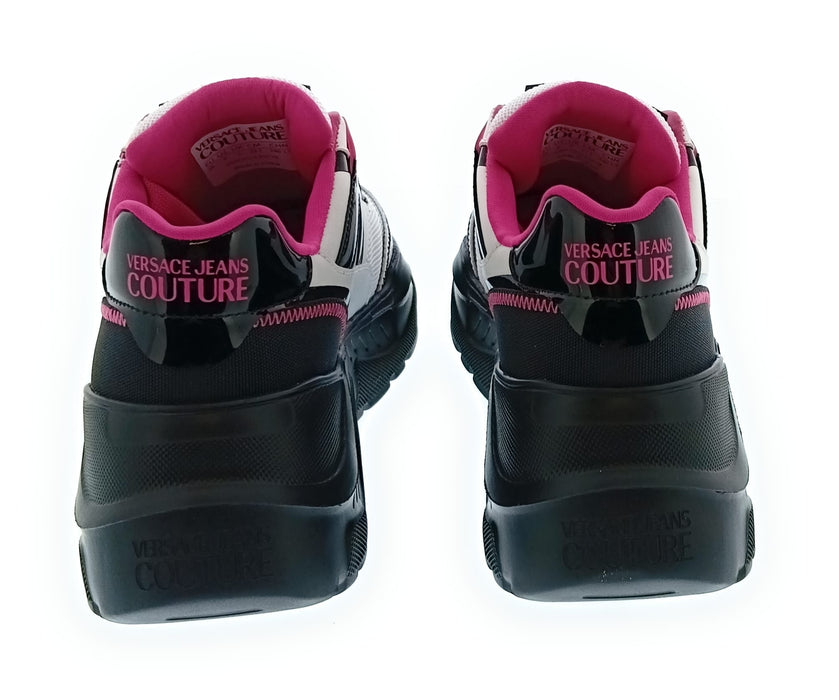 Versace Jeans Couture Women's White Pink and Black Chunky Lace-Up Sneakers-
