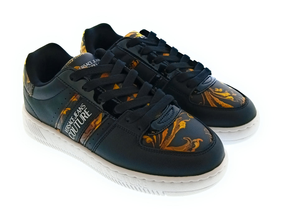 Versace Jeans Couture Women's Black Baroque Print Low-Top Lace-Up Sneakers-