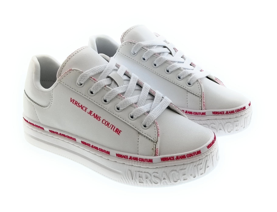 Versace Jeans Couture Women's White Logo Platform Lace-Up Sneakers-EU40