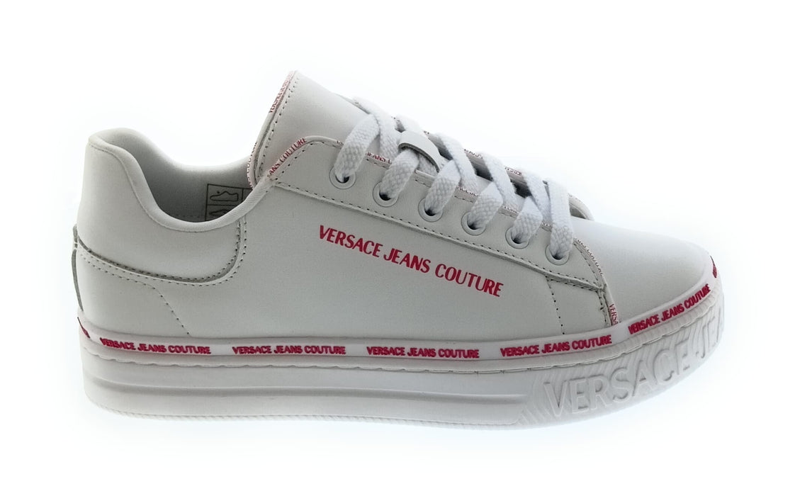 Versace Jeans Couture Women's White Logo Platform Lace-Up Sneakers-