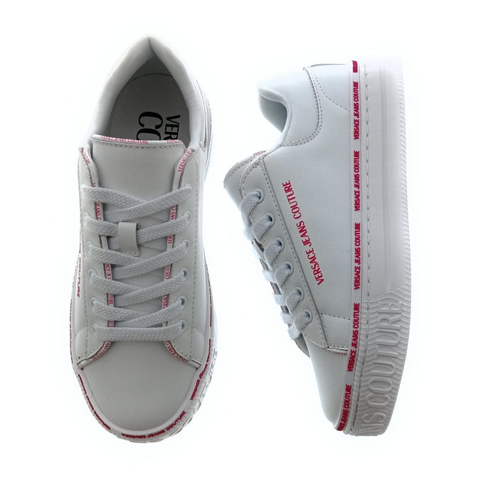 Versace Jeans Couture Women's White Logo Platform Lace-Up Sneakers-