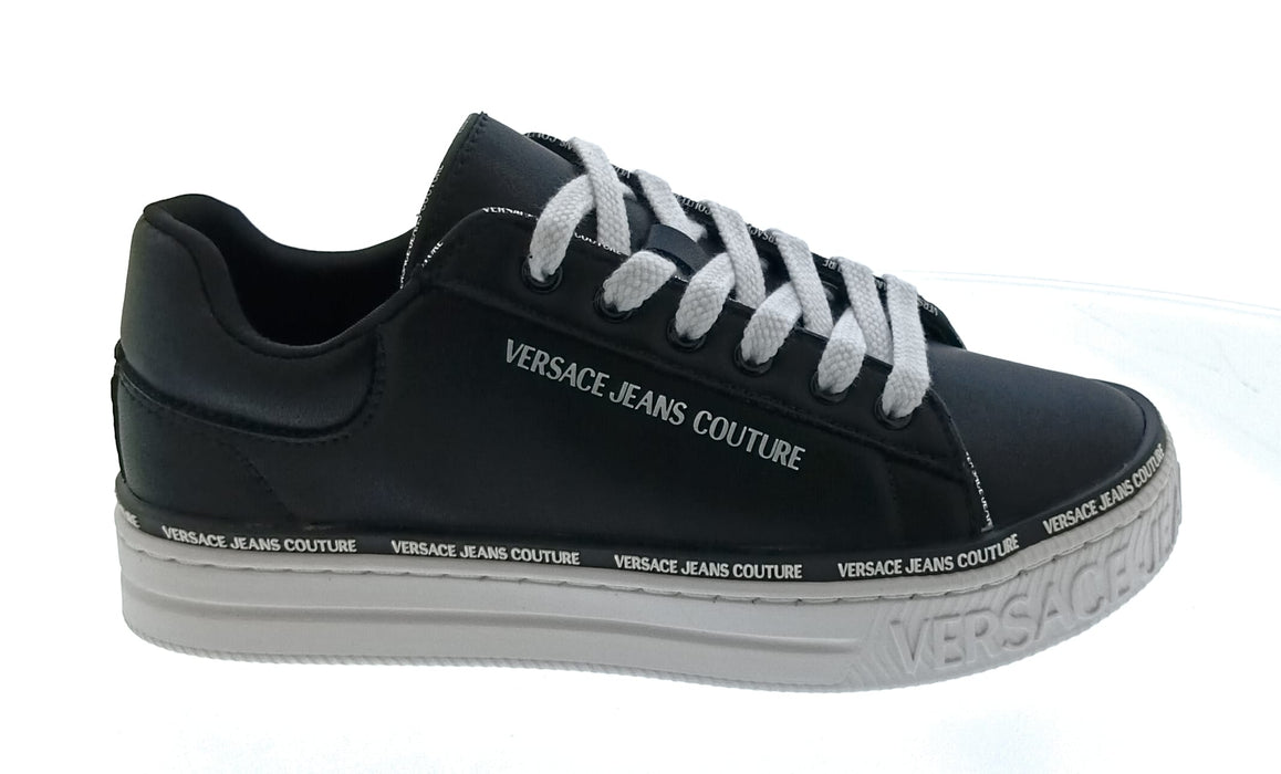 Versace Jeans Couture Women's Black Logo Platform Lace-Up Sneakers-