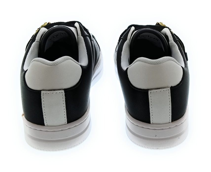 Versace Jeans Couture Women's Black and White Sneakers with Gold Buckle-