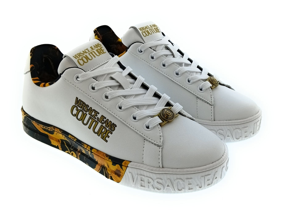 Versace Jeans Couture Women's White Baroque Platform Lace-Up Sneakers-EU37