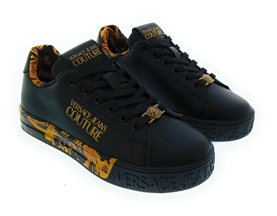 Versace Jeans Couture Women's Black Baroque Platform Lace-Up Sneakers-