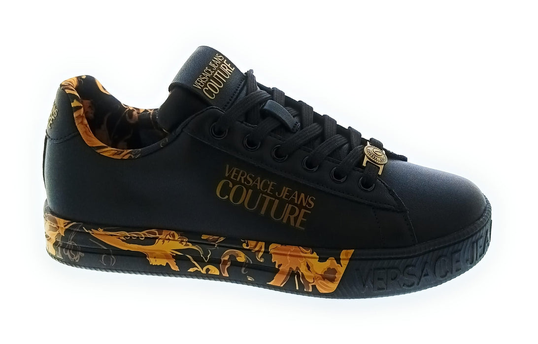 Versace Jeans Couture Women's Black Baroque Platform Lace-Up Sneakers-