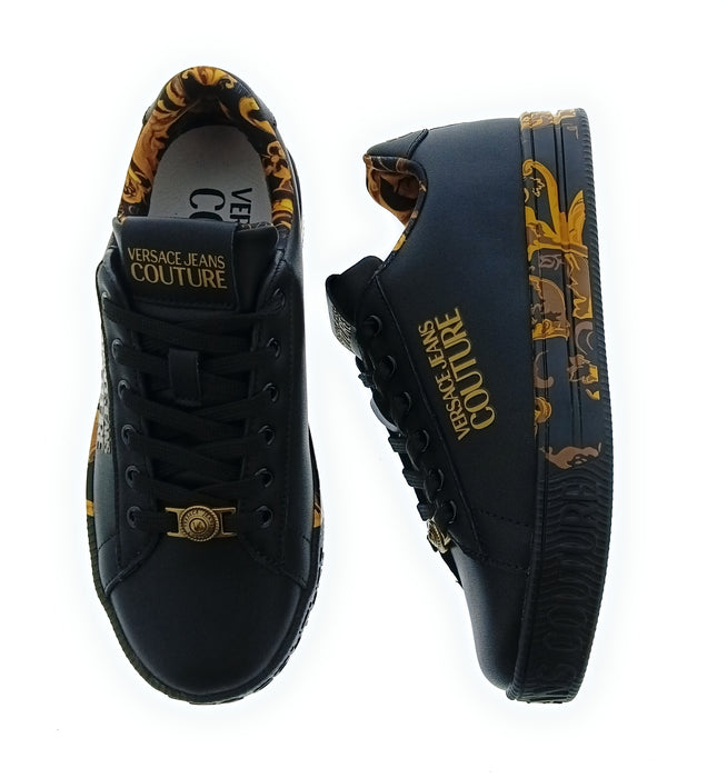 Versace Jeans Couture Women's Black Baroque Platform Lace-Up Sneakers-