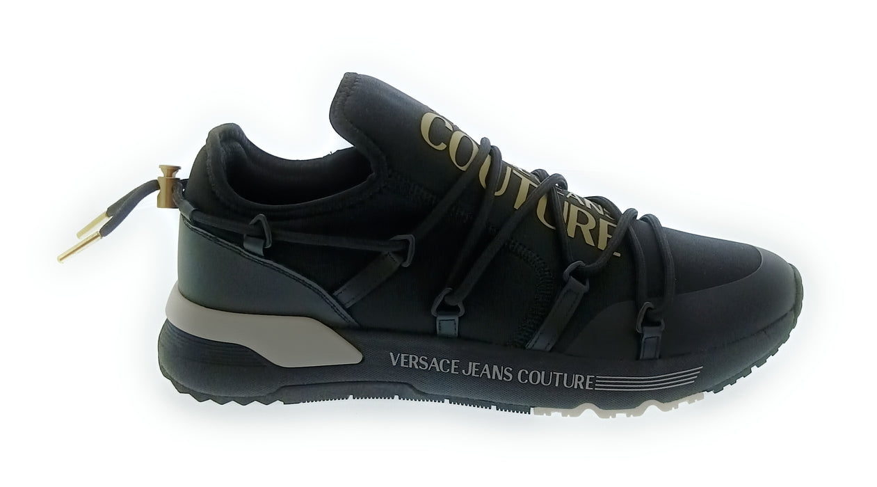 Versace Jeans Couture Black/Gold Mens Signature Neoprene Sneakers-