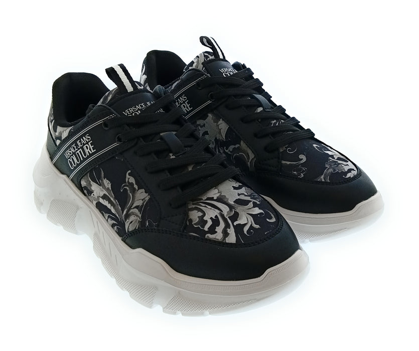 Versace Jeans Couture Black/Grey Mens Baroque Fashion Sneakers-