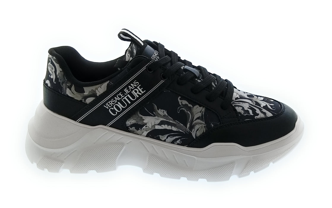 Versace Jeans Couture Black/Grey Mens Baroque Fashion Sneakers-