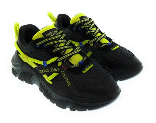 Versace Jeans Couture Black/Yellow Mens Fashion Athletic Sneakers-