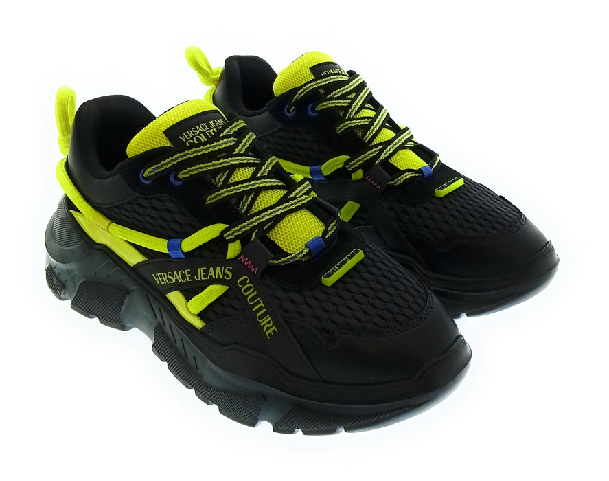 Versace Jeans Couture Black/Yellow Mens Fashion Athletic Sneakers-