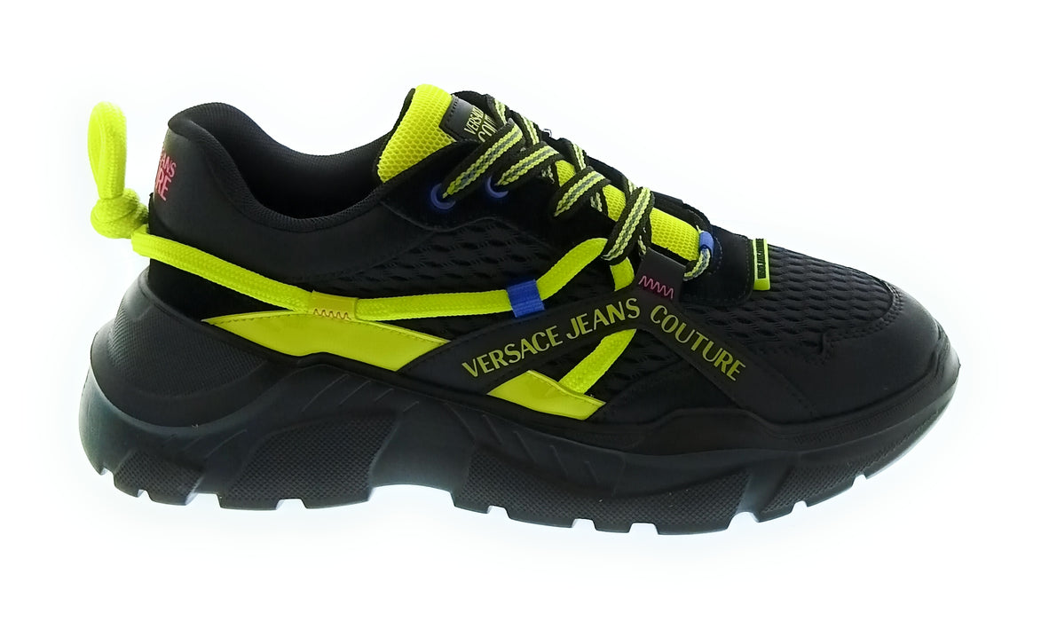 Versace Jeans Couture Black/Yellow Mens Fashion Athletic Sneakers-