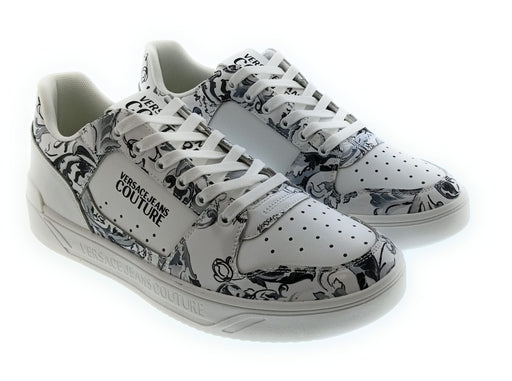 Versace Jeans Couture White/Grey Mens Baroque Court Sneakers-