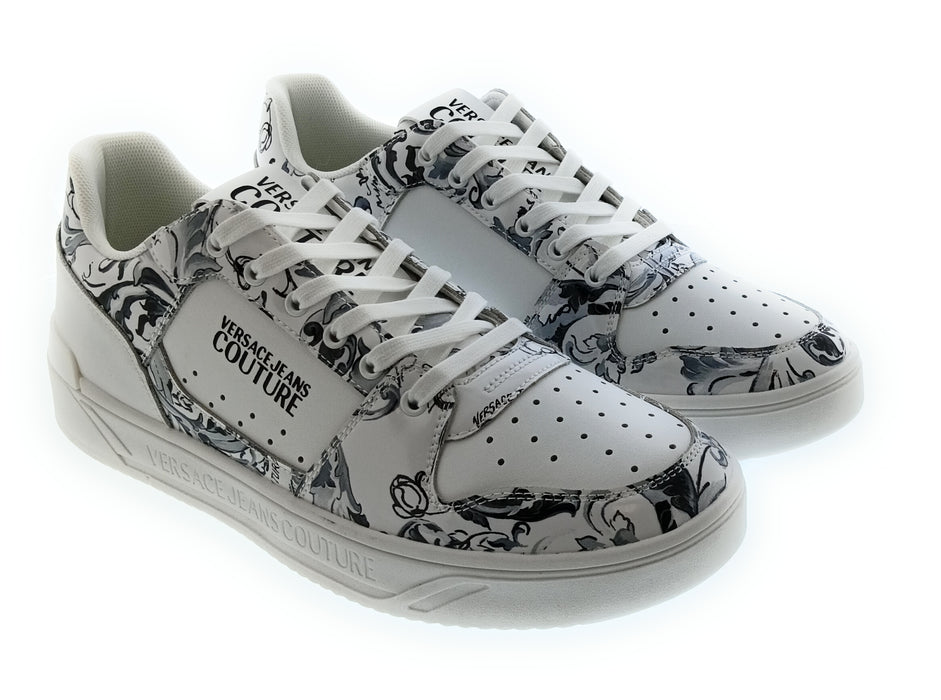 Versace Jeans Couture White/Grey Mens Baroque Court Sneakers-12