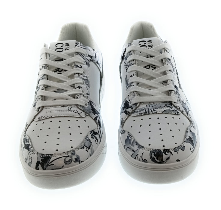 Versace Jeans Couture White/Grey Mens Baroque Court Sneakers-