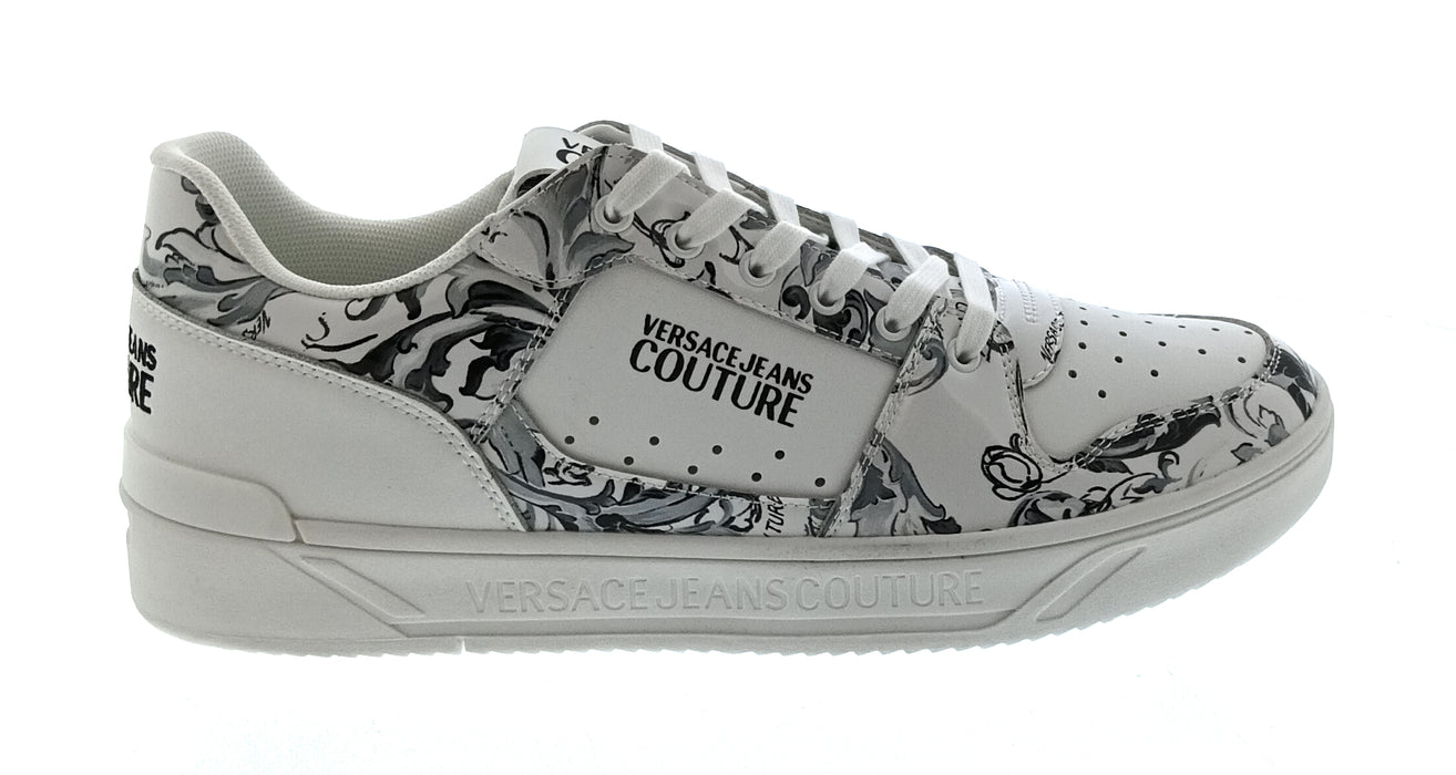 Versace Jeans Couture White/Grey Mens Baroque Court Sneakers-