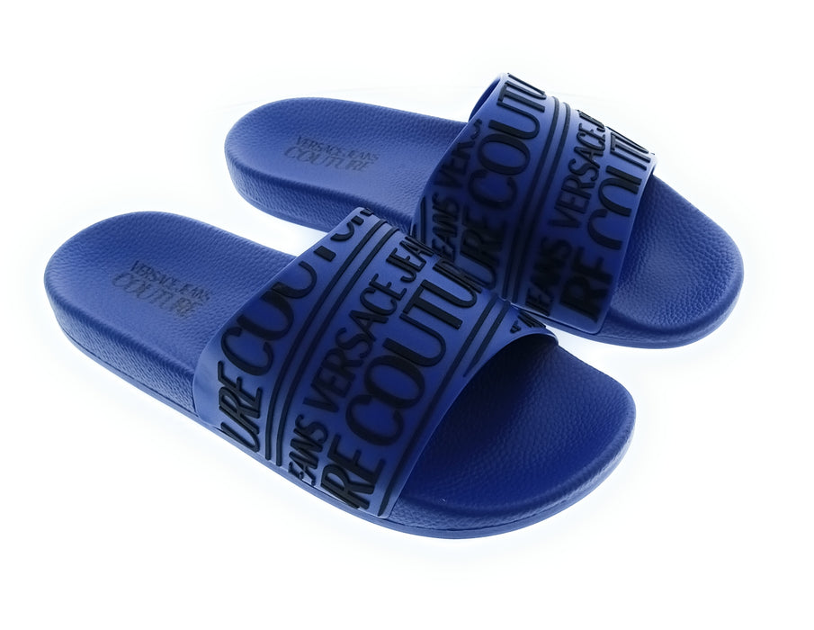 Versace Jeans Couture Blue Signature Script Pool Slide-