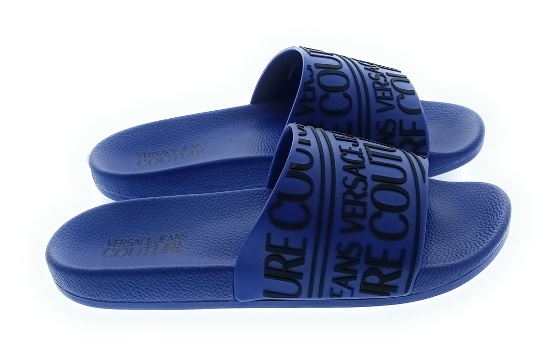Versace Jeans Couture Blue Signature Script Pool Slide-